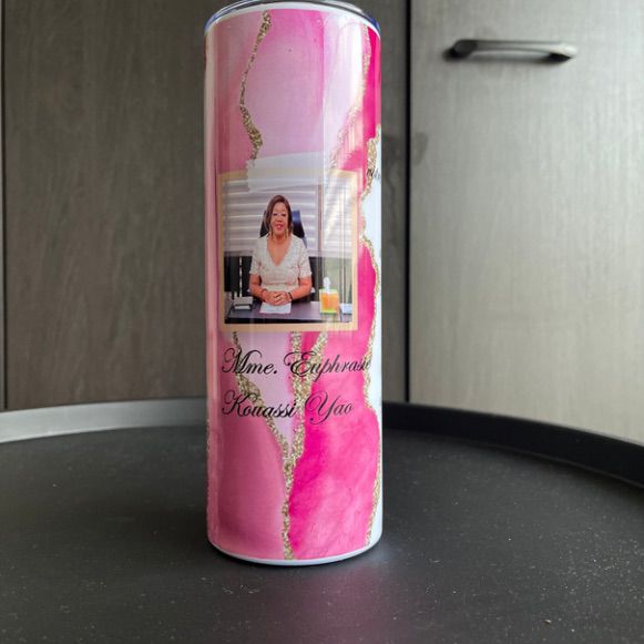 Tumbler Personnalisé Photo & Marbre Rose